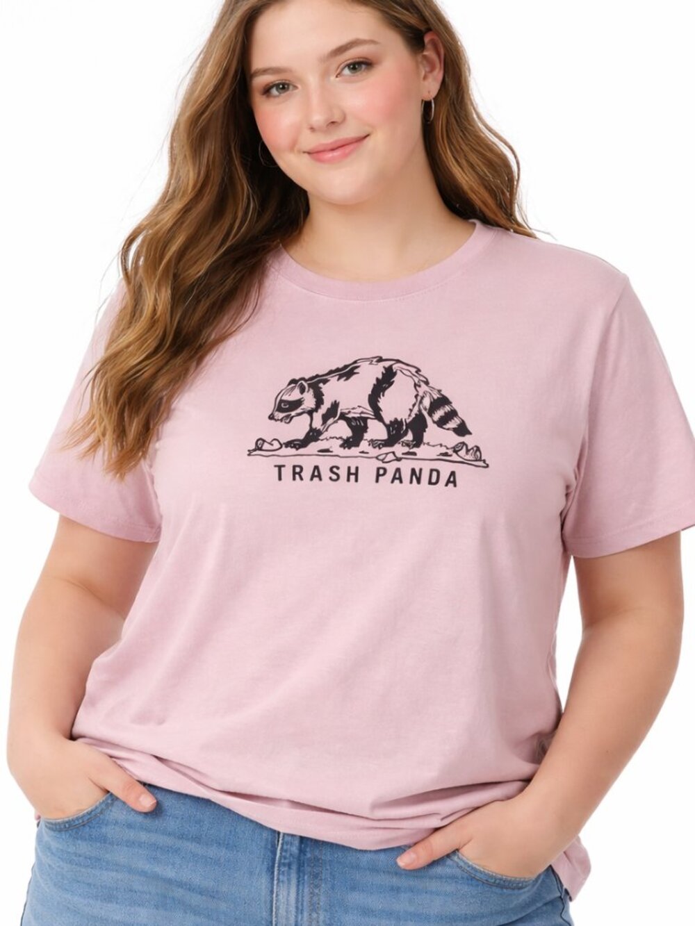 Tultrex Trash Panda Raccoon Very Light Pink T-Shirt Girls XXL
